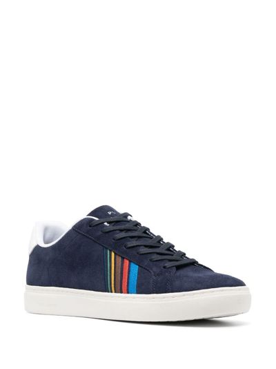 Shop Ps By Paul Smith Striped Lace-up Suede Sneakers In Blue