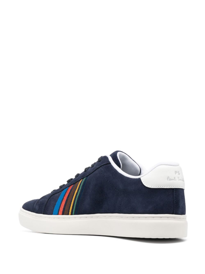 Shop Ps By Paul Smith Striped Lace-up Suede Sneakers In Blue