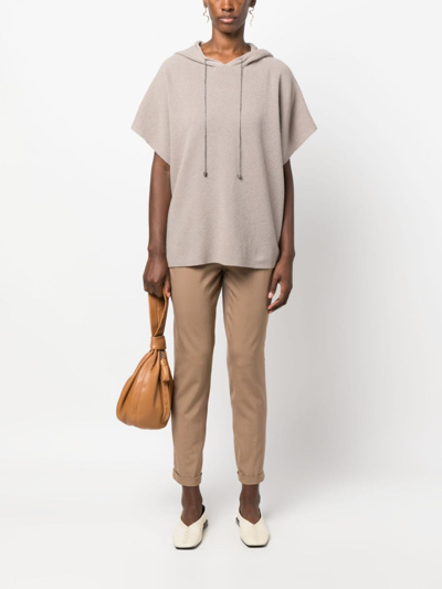 Fabiana Filippi Drawstring-waist Cropped Wool Trousers In Brown