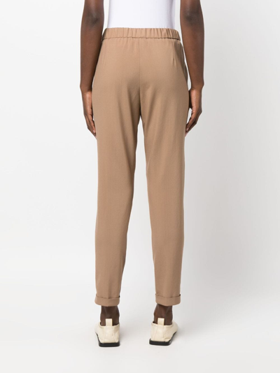 Fabiana Filippi Drawstring-waist Cropped Wool Trousers In Brown