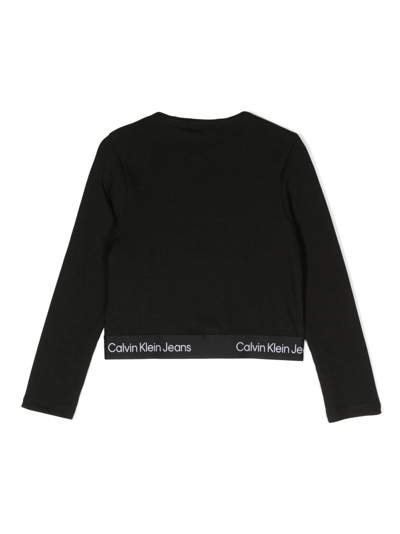 Shop Calvin Klein Logo-detail Cotton T-shirt In Black