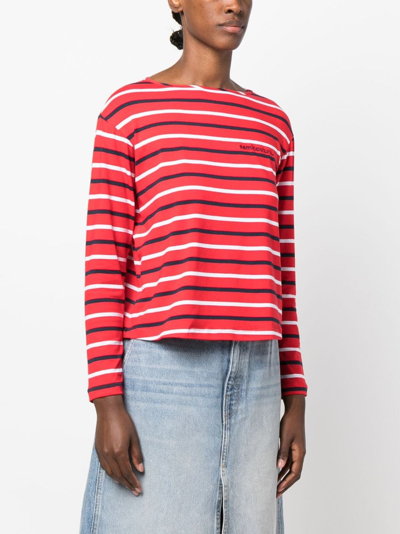 Shop Semicouture Stripe-print Cotton T-shirt In Red