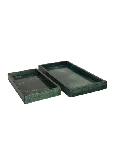 Shop Cosmoliving Marble Modern 2 Piece Tray Set In Green Small
