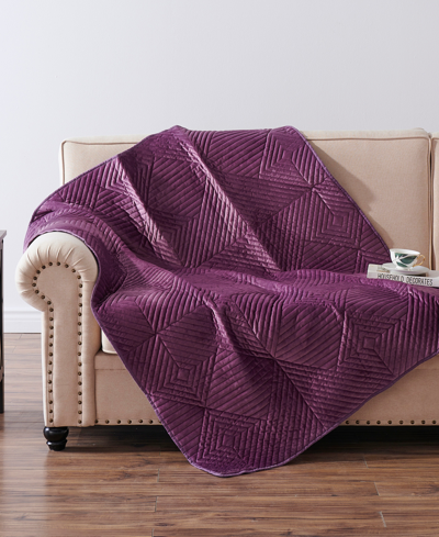 Shop Greenland Home Fashions Riviera Velvet Finely Stitched Quilted Throw, 50"x60" In Mauve