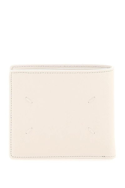 Shop Maison Margiela Grained Leather Bi-fold Wallet In White