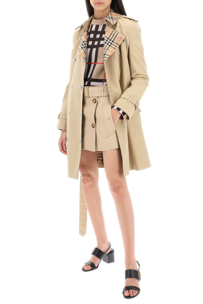 Shop Burberry Montrose Double-breasted Trench Coat In Beige