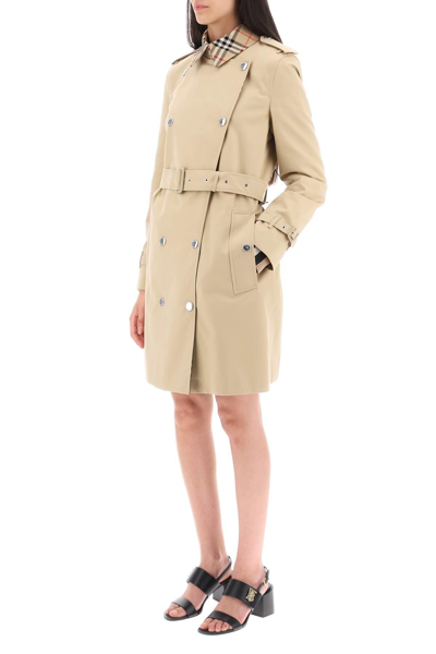 Shop Burberry Montrose Double-breasted Trench Coat In Beige