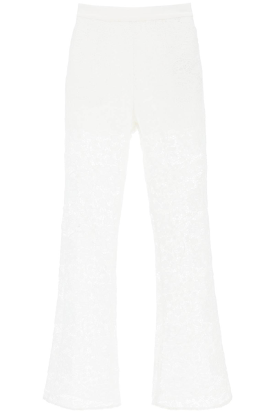 Shop Self-portrait Flared Lace Pants In White
