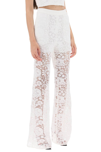 Shop Self-portrait Flared Lace Pants In White