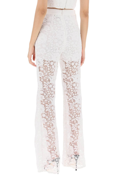 Shop Self-portrait Flared Lace Pants In White