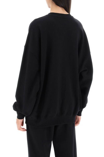 Shop Rotate Birger Christensen Crew-neck Sweatshirt With Crystal Logo In Black