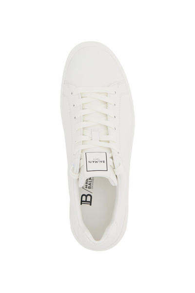 Shop Balmain Leather B Court Sneakers In White