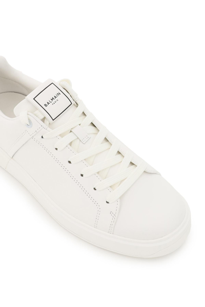 Shop Balmain Leather B Court Sneakers In White