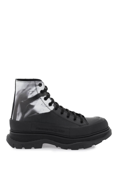 Shop Alexander Mcqueen Solarized Flower Tread Slick Boots In White,black