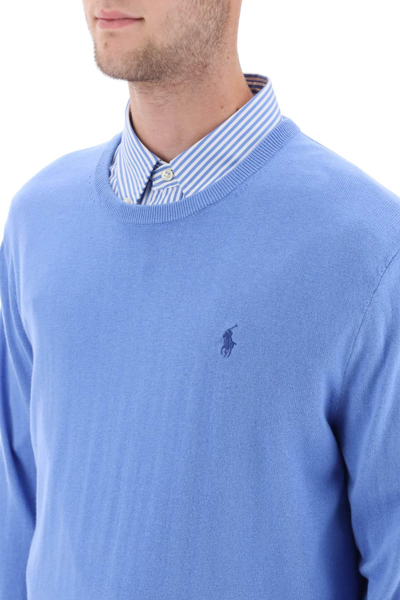 Shop Polo Ralph Lauren Sweater In Cotton And Cashmere In Light Blue