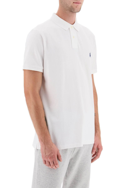 Shop Polo Ralph Lauren Pique Cotton Polo Shirt In White