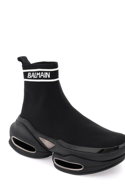 Shop Balmain 'b-bold' Knit Sneakers In Black