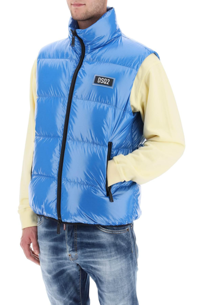 Shop Dsquared2 Quilted Down Vest In Light Blue