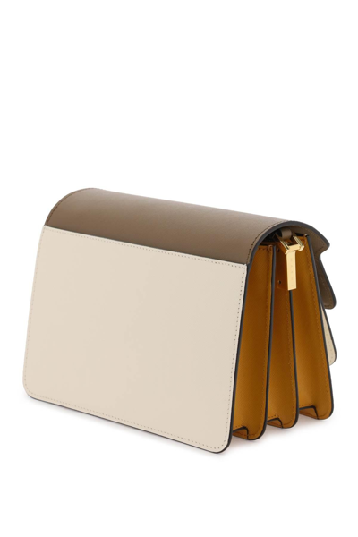 Shop Marni Tricolor Leather Medium Trunk Bag In Brown,white,yellow