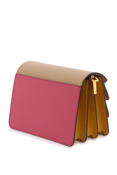 Shop Marni Tricolor Leather Medium Trunk Bag In Beige,fuchsia,yellow