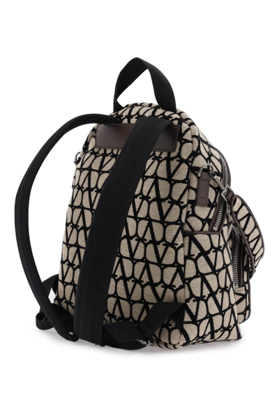 Shop Valentino Toile Iconographe Backpack In Beige,black,brown