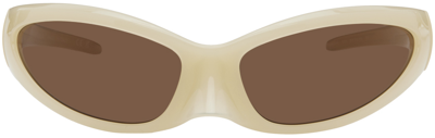 Shop Balenciaga Beige Skin Cat Sunglasses In Yellow-yellow-brown