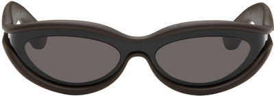 Shop Bottega Veneta Gray Hem Sunglasses In Black-black-grey