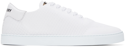 Shop Burberry White Embossed Sneakers In Optic White