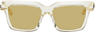Shop Bottega Veneta Yellow Square Sunglasses In 004 Yellow/gold/yell