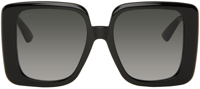 Shop Gucci Black Rectangular Sunglasses In 001 Black/black/grey