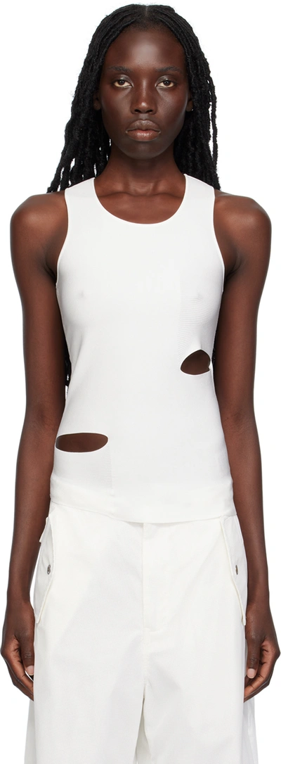 Shop Dion Lee White Slit Tank Top In Ivory