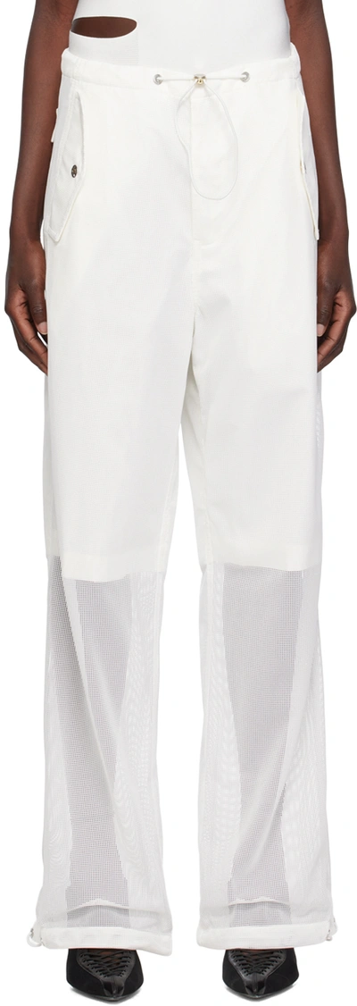Shop Dion Lee White Parachute Trousers In Ivory