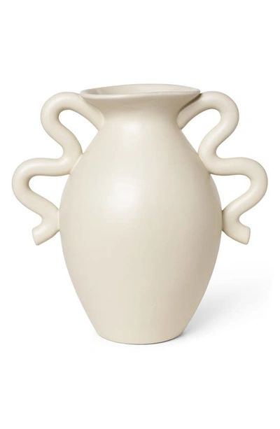 Shop Ferm Living Verso Handled Vase In Cream