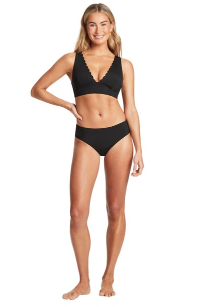 Shop Sea Level Scalloped Longline Bikini Top In Black