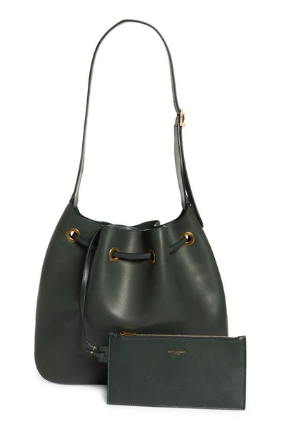 Shop Saint Laurent Medium Paris Vii Leather Hobo Bag In Vert Fonce
