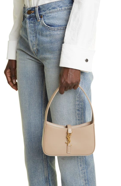 Saint Laurent Womens Le 5 À 7 Leather Shoulder Bag Rosy Sand In Dark Beige