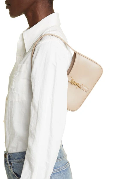 Saint Laurent Womens Le 5 À 7 Leather Shoulder Bag Rosy Sand In Dark Beige
