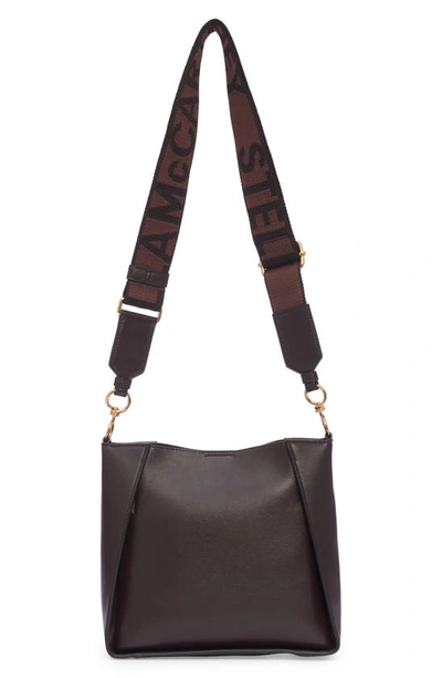 Shop Stella Mccartney Mini Faux Leather Crossbody Bag In Chocolate Brown