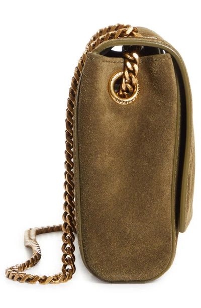 Shop Saint Laurent Kate Reversible Suede & Leather Crossbody Bag In Loden Green
