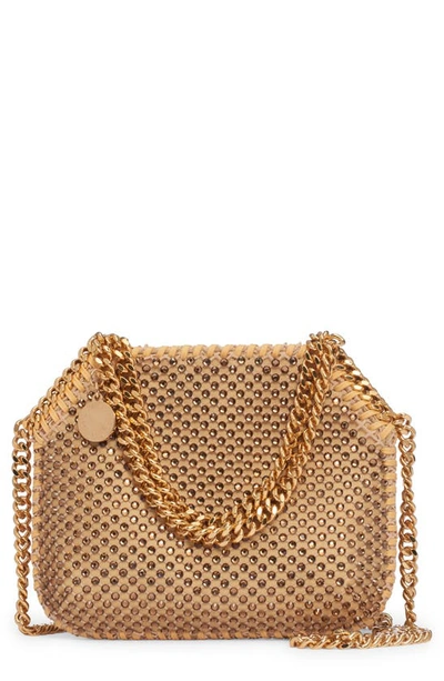 Shop Stella Mccartney Falabella Mini Crystal Shoulder Bag In 2502 Fawn