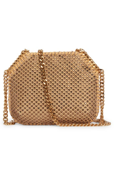 Shop Stella Mccartney Falabella Mini Crystal Shoulder Bag In 2502 Fawn