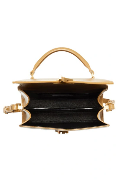 Shop Saint Laurent Mini Cassandra Leather Top Handle Bag In Cappuccino