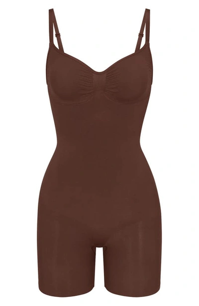 Skims Womens Cocoa Sculpt Ruched Stretch-woven Body In Cocoa