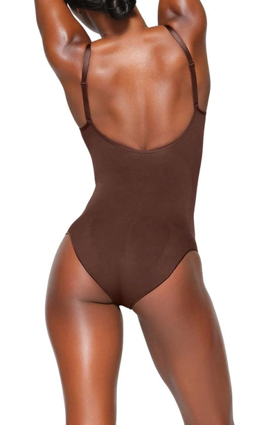 Skims Seamless Sculpt Slim-fit Stretch-woven Bodysuit In Cocoa