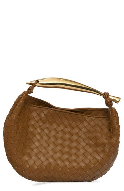 Shop Bottega Veneta Sardine Intrecciato Leather Top Handle Bag In 7746 Acorn-muse Brass