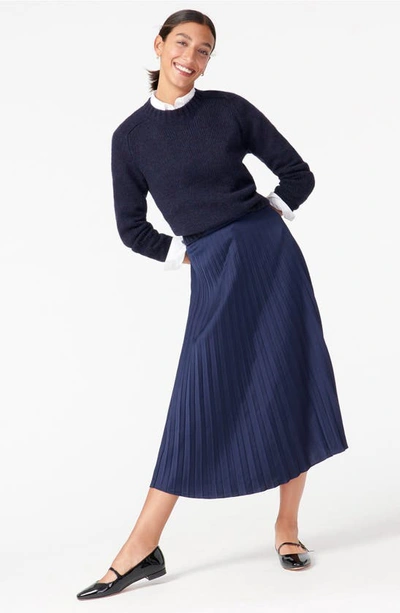 Shop Jcrew Pleated Midi Skirt In Navy