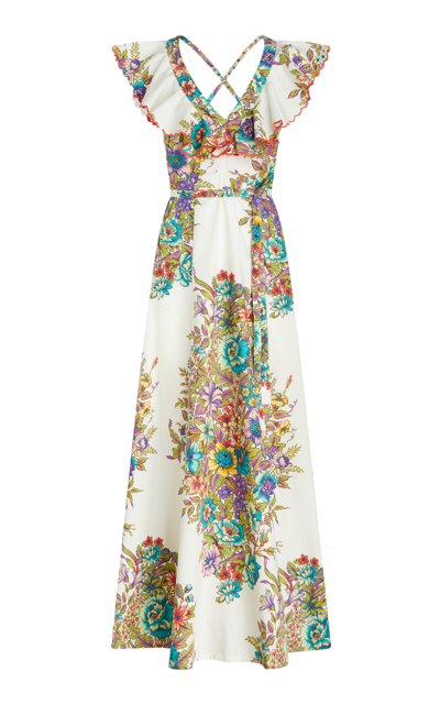 Shop Etro Ruffled Floral-cotton Maxi Dress In White