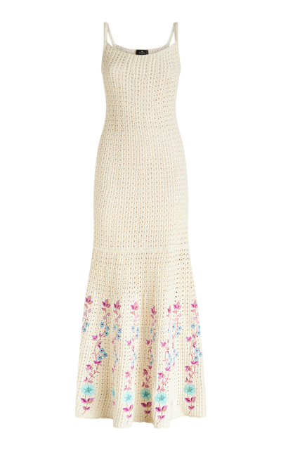 Shop Etro Open Weave Maxi Dress In Ivory