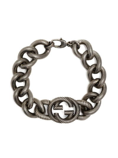 Shop Gucci Silver-tone Interlocking G Bracelet