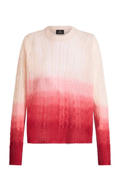Shop Etro Cable-knit Wool Sweater In Pink